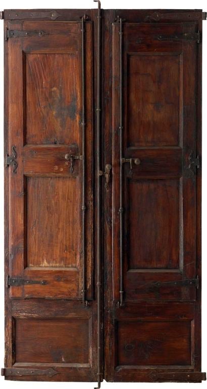 Portera-19th C. Antique Spanish Double Door With Carved Settings