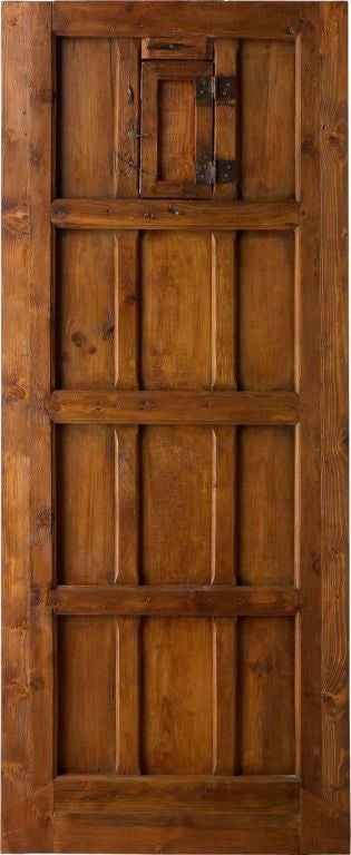 18th Century antique Spanish plank-style entry door with clavos, portal window with iron and door.<br />
Reference # PN 2427 www.porteradoors.com
