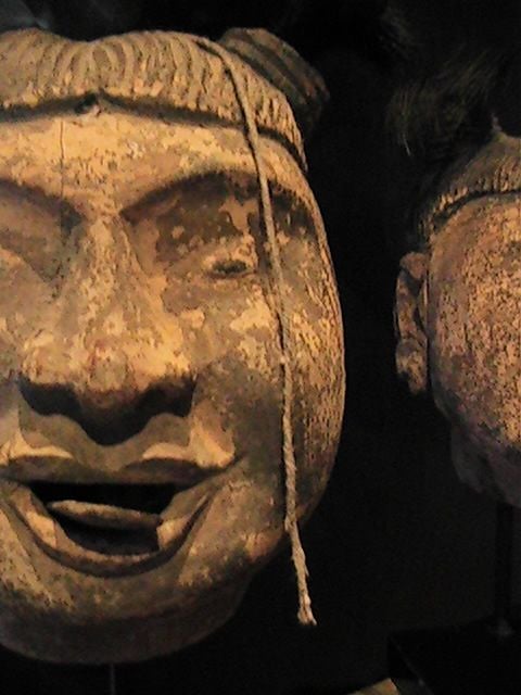 Burmese (2) pair of marionette puppet heads