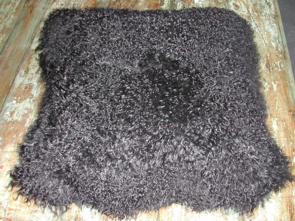 pair (2) of black mongolian sheep pillows