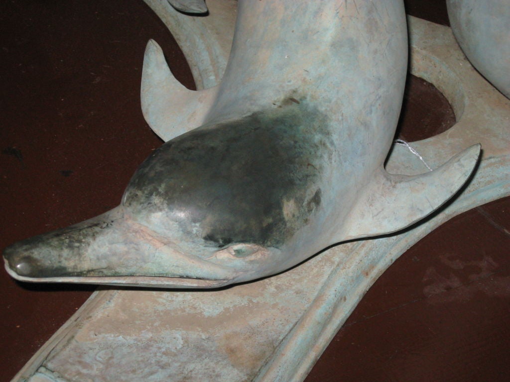 American Pair of Bronze Dolphin Bases For Sale