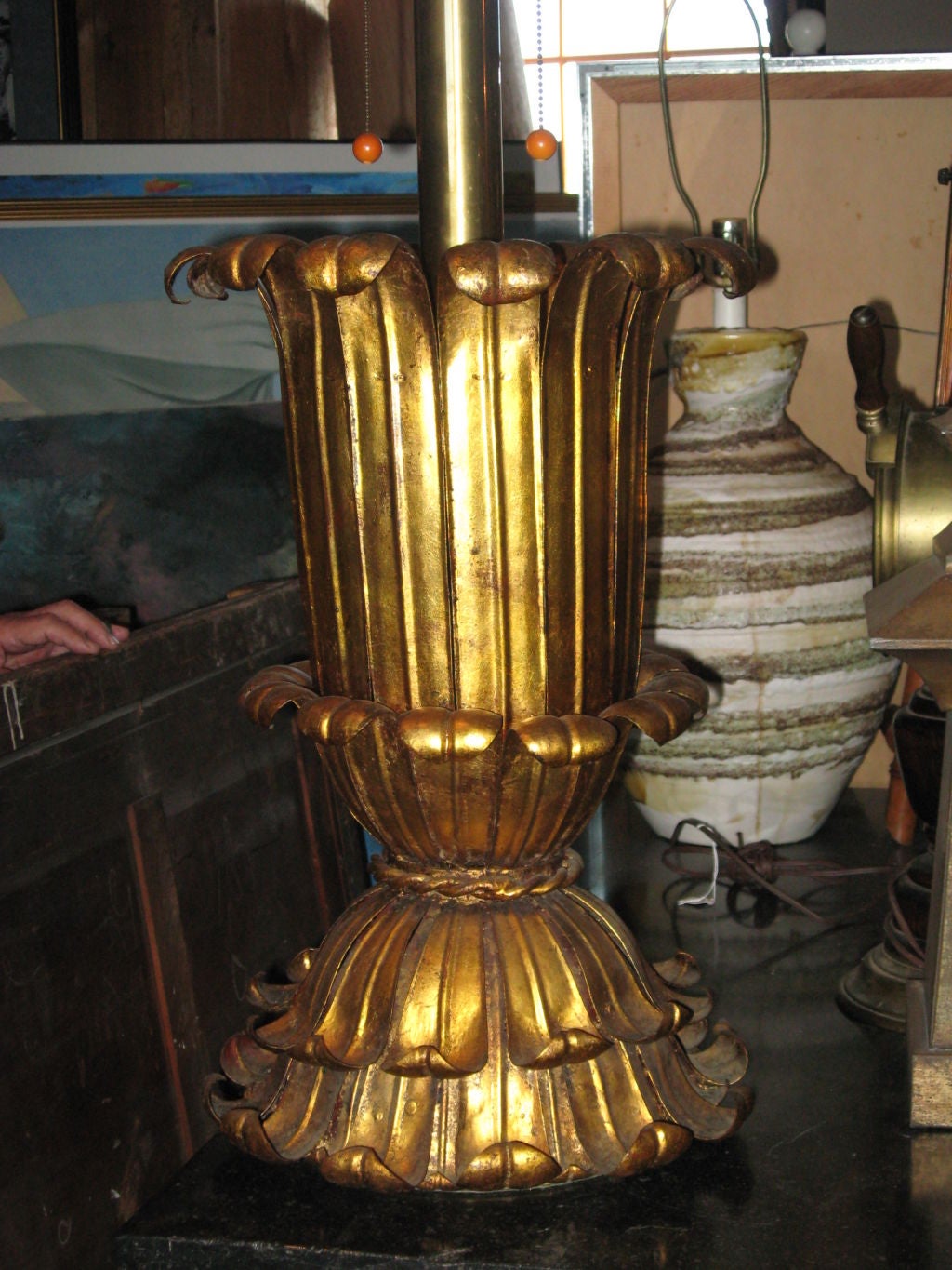 Midcentury Monumental Lamp made by the Marbro Lamp Co.Los Angeles, CA, with original Bakerlite pulls. 