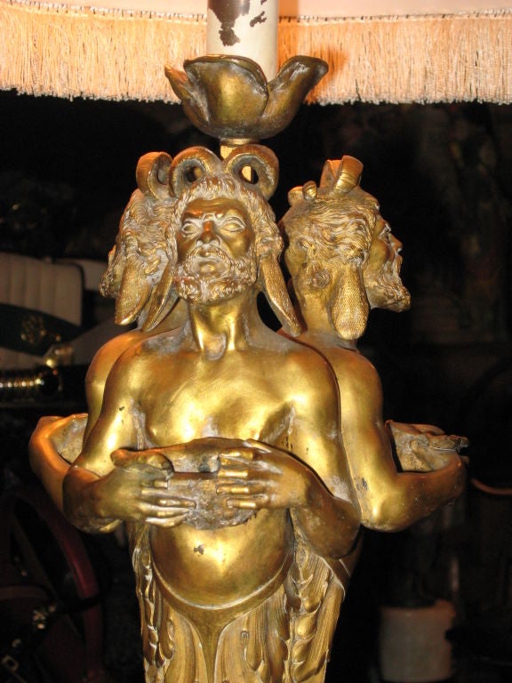 American Doré Bronze and Marble Lamp Attributed to Caldwell For Sale