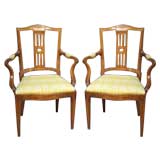 Pair Directoire Period Elm Arm Chairs, c. 1795