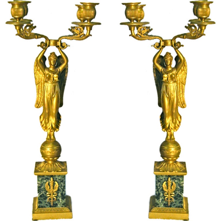 Pair Empire Period Candelabra in Gilt-bronze, c. 1805