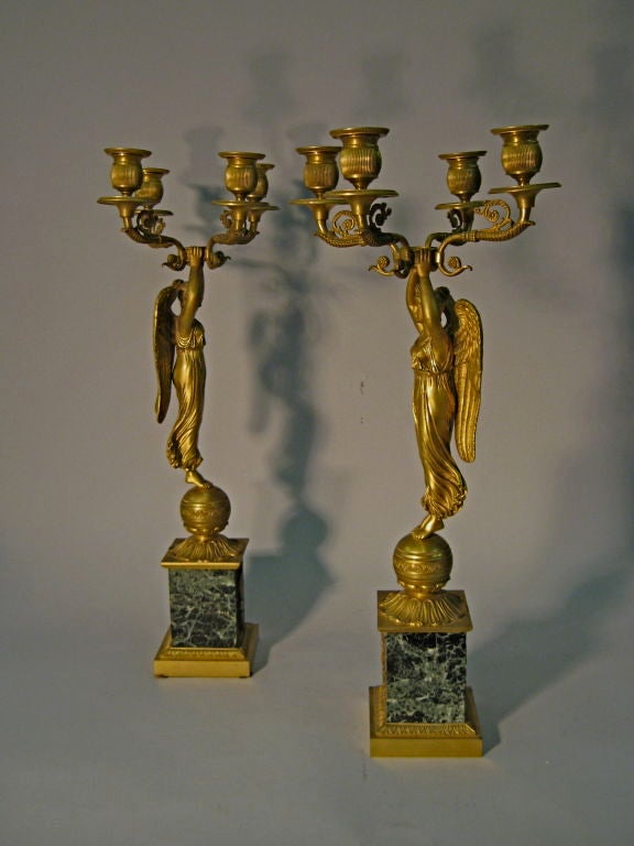 Pair Empire Period Candelabra in Gilt-bronze, c. 1805 2