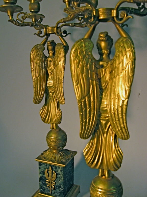 Pair Empire Period Candelabra in Gilt-bronze, c. 1805 4