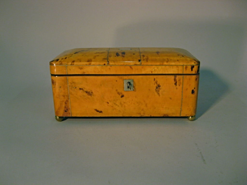 Blonde Tortoise-Shell Tea Caddy with Fitted Interior, c. 1880