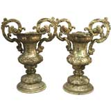 Impressive Pair of Silvered-Tole Urns, Italian c. 1785