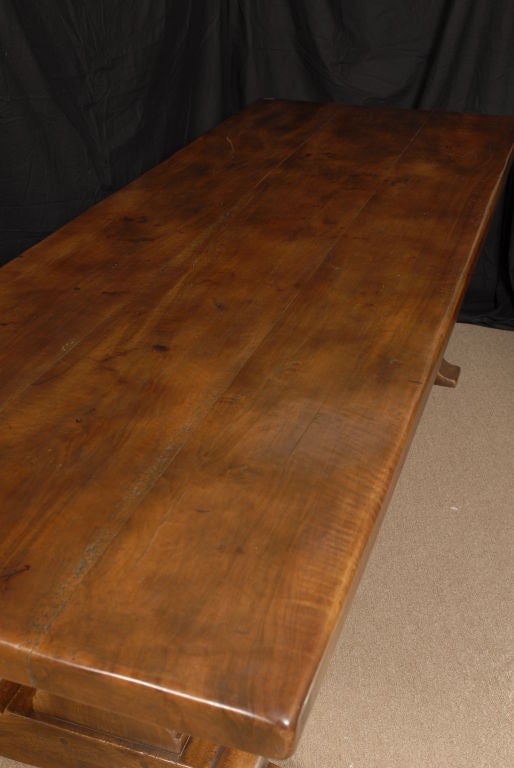 Contemporary Provencial Trestle Dining Table in Solid Walnut, France