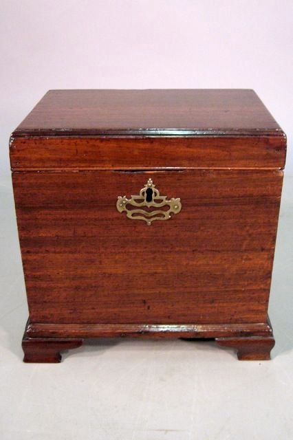 George III Period Mahogany Cellar with Leather Interior, c. 1760