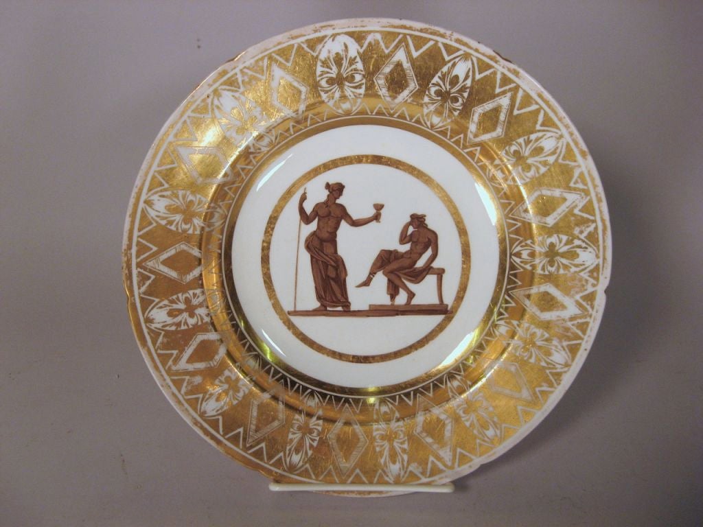 Set of 4 London-Decorated Neoclassical Soup Plates, c. 1810