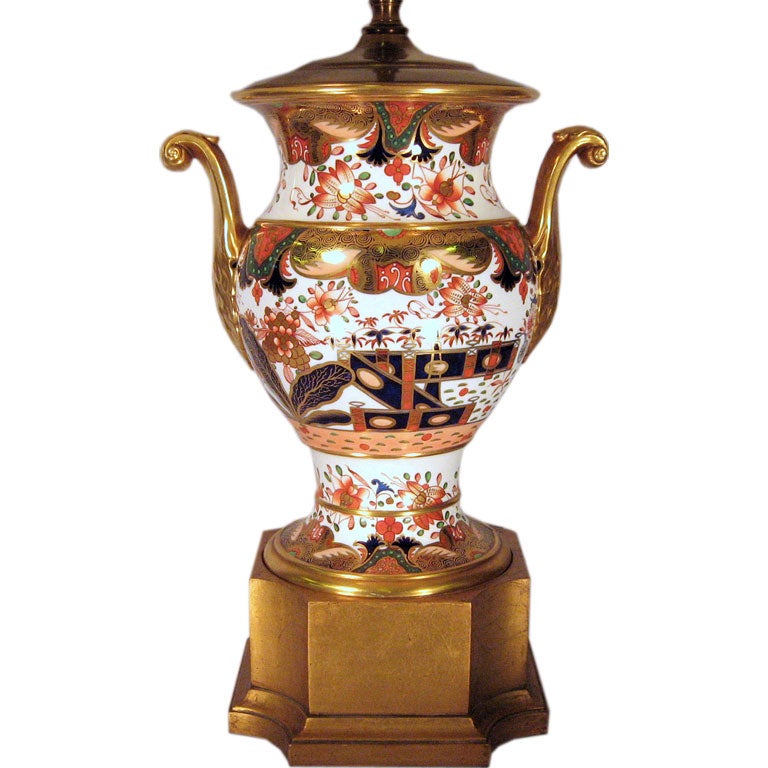 Large Spode Vase in '967' Pattern, Converted to Lamp, c. 1830