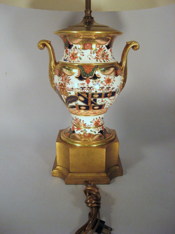 English Large Spode Vase in '967' Pattern, Converted to Lamp, c. 1830