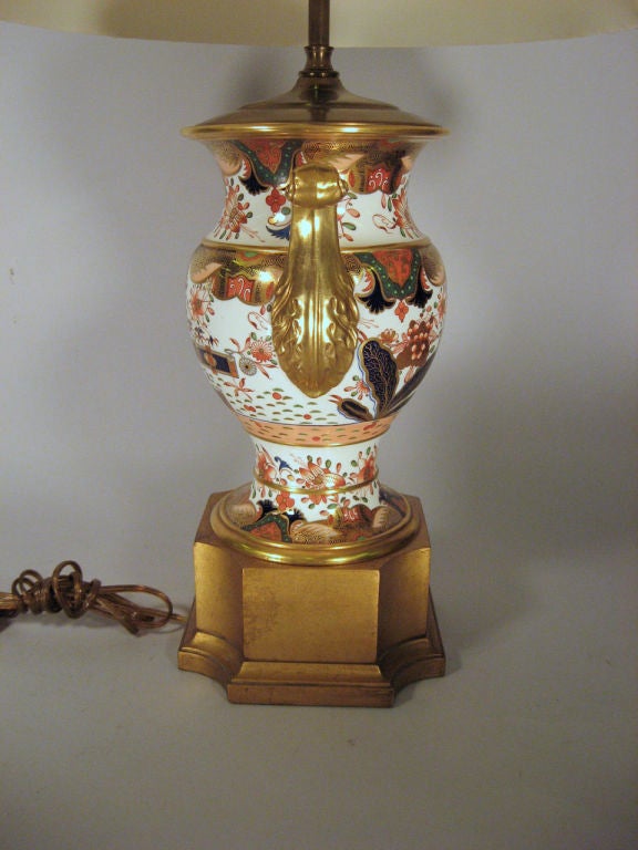 Painted Large Spode Vase in '967' Pattern, Converted to Lamp, c. 1830