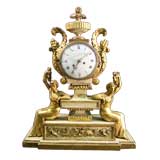 Large Neoclassical Painted & Parcel-Gilt Mantle Clock, c. 1800