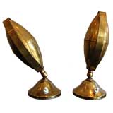 Pair of Italian Brass Accent Table Lamps Stilnovo Attribution