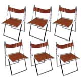 Set of 6 Folding Chrome Chairs By Elios