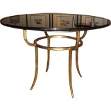 French Art-Deco Gilt-Iron and Glass Center Table
