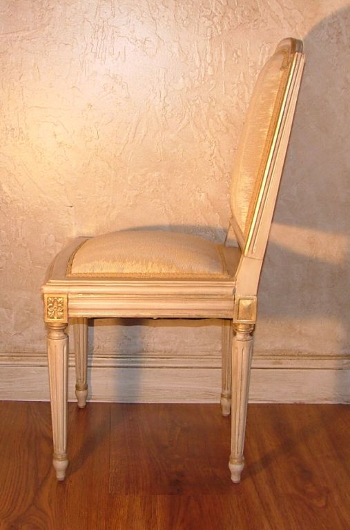 19th Century Set of Six Louis XVI Style Gold Gilt Chairs