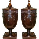 Pair of Urn Forms Encircled with Fluted and Rosette Bands