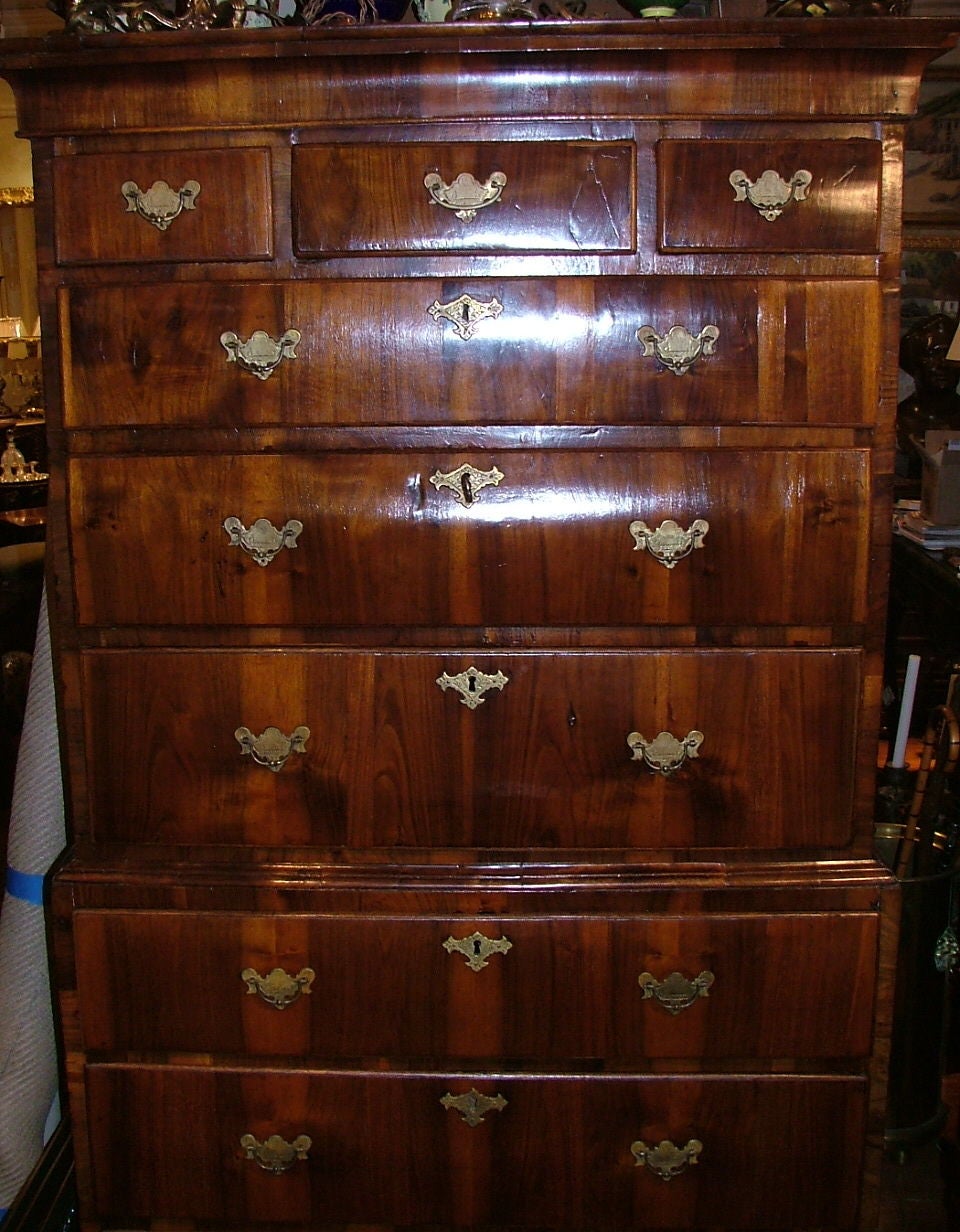 18th Century George I Figured Walnut Chest on Chest