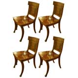Two pairs of English Regency period hall chairs