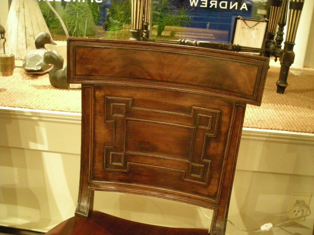 Two pairs of English Regency period hall chairs