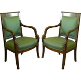 Pair of French Restauration period armchairs in mahogany.