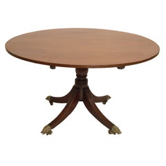 Regency period tilt top pedestal round table in mahogany.