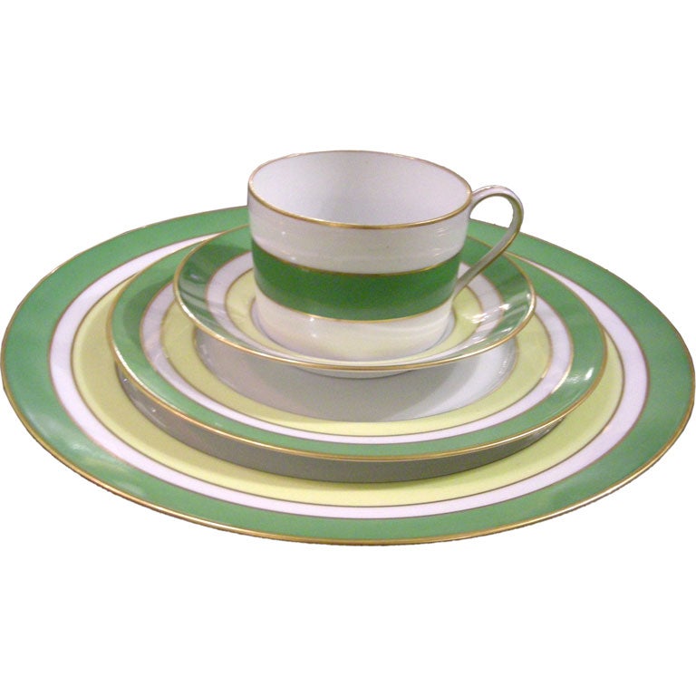 Apple Green & Yellow Royal Limoges Dinner service for 10