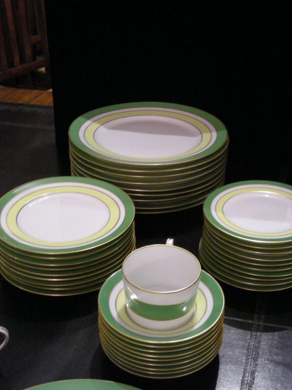 Apple Green & Yellow Royal Limoges Dinner service for 10 1