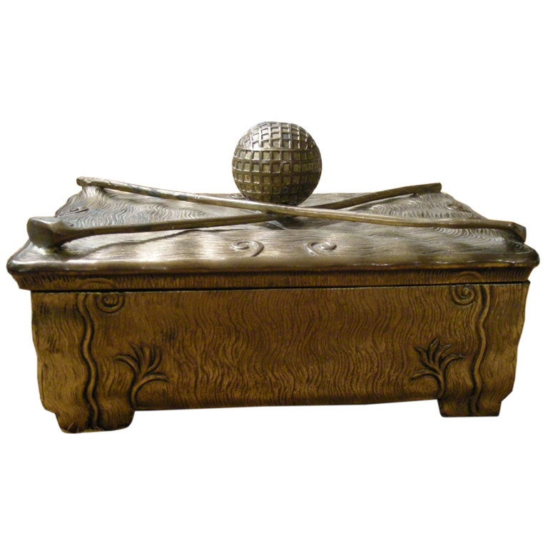 Arts & Crafts Period Golf Club & Ball Decorated Box