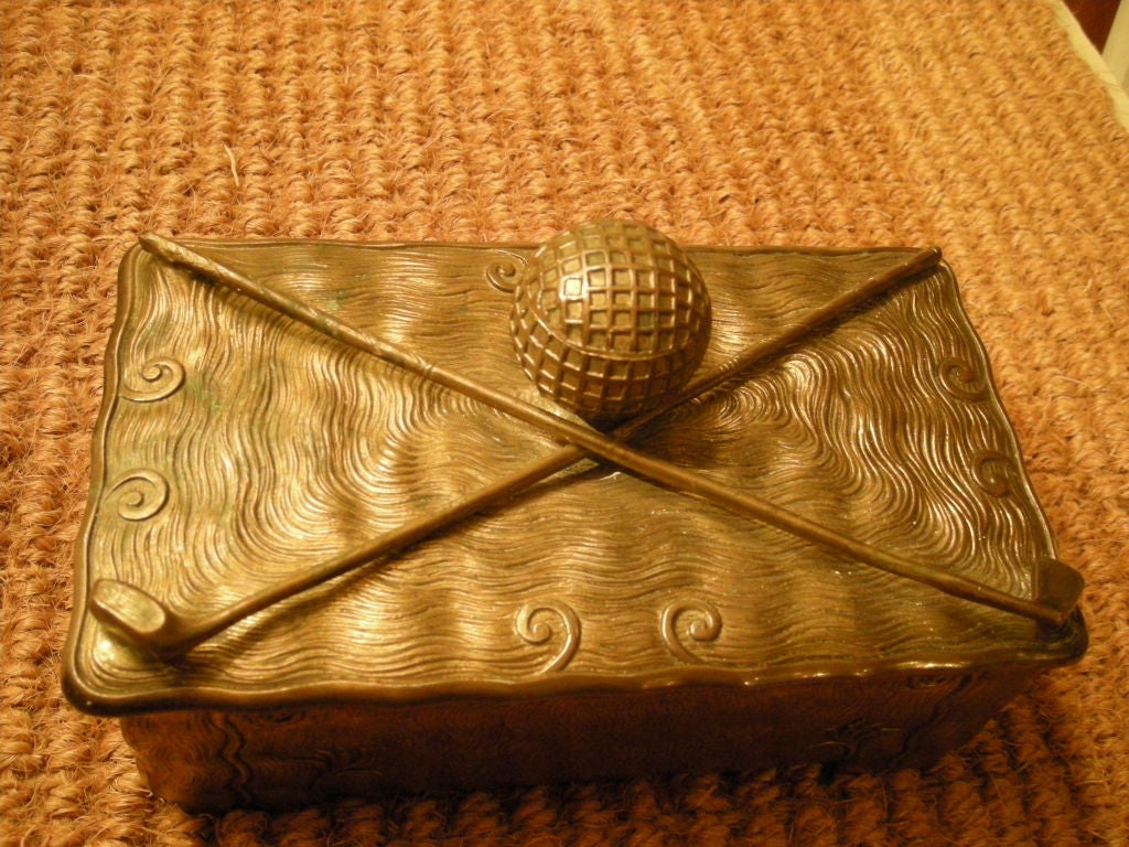American Arts & Crafts Period Golf Club & Ball Decorated Box