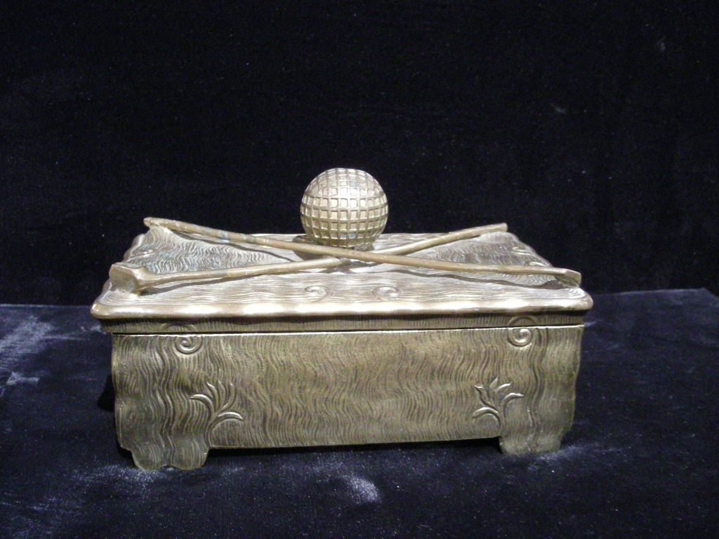 20th Century Arts & Crafts Period Golf Club & Ball Decorated Box