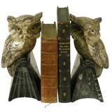 PAIR OF CARVED ITALIAN MARBLE OWL BOOKENDS