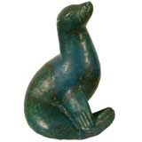 ART POTTERY BLUE AND GREEN SEAL
