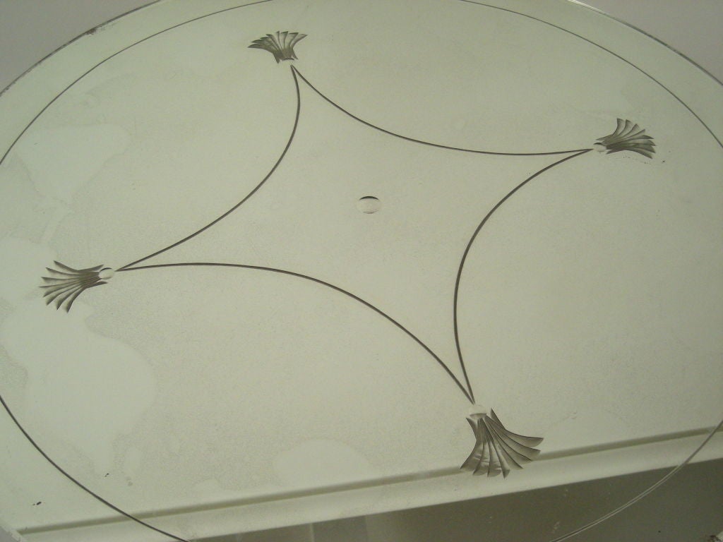 Mid-20th Century 1930s ETCHED MIRRORED COCKTAIL TABLE BY PAINE FURNITURE, BOSTON.