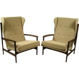 Vintage Pair of Danish Mid Century Modern  Teak Wing Chairs
