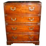 Antique ANGLO INDIAN TEAKWOOD CAMPAIGN CHEST