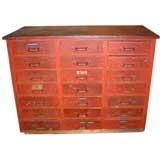 Antique Industrial Red Painted Tool Chest
