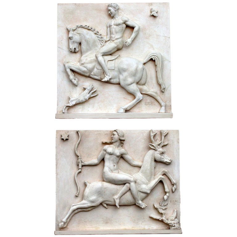 Johannes C. Bjerg  Art Deco Relief Panels For Sale