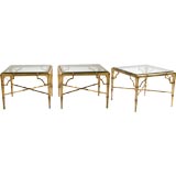 Set of Three Gold Leaf Faux Bamboo Tables