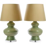 Opalescent Celadon Lamp Vintage Opalescent Celadon Lamp