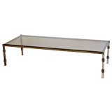 Retro Gilt Metal Coffee Table with Double Banded Legs