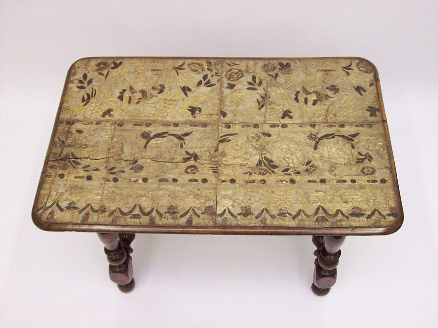 Italian Embossed Leather-Top Table