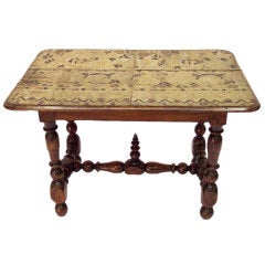 Italian Embossed Leather-Top Table