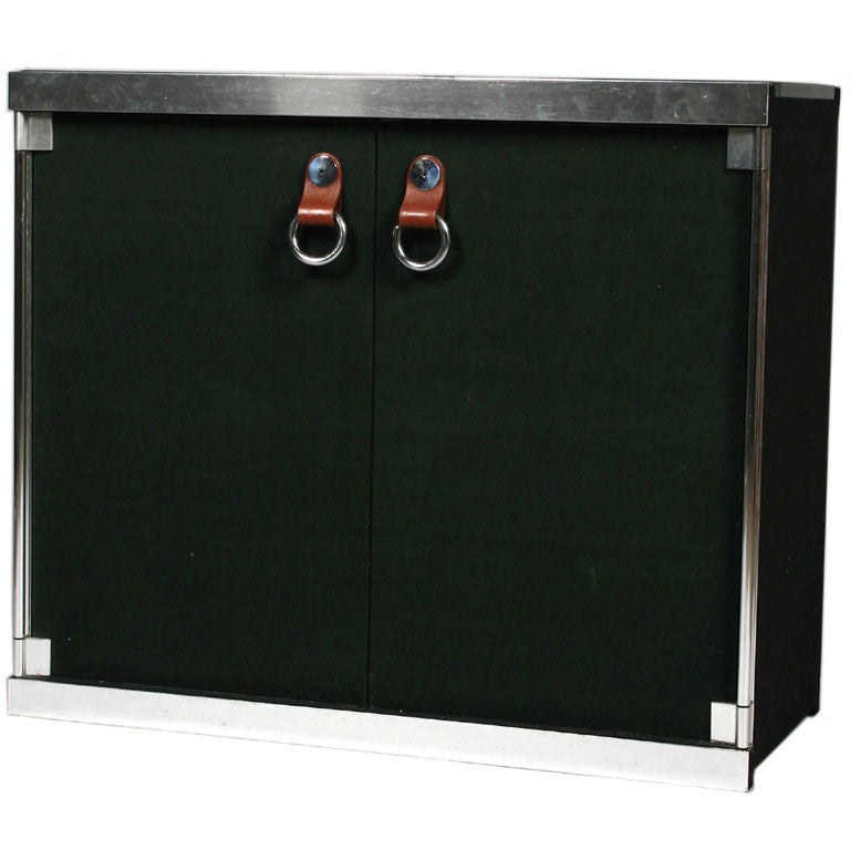 Small metal with leather handles by Maison Jansen at 1stDibs