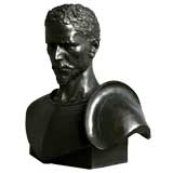 19th Century Bronze Bust of Warrior