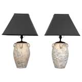 Pair of Alabaster Vase Lamps